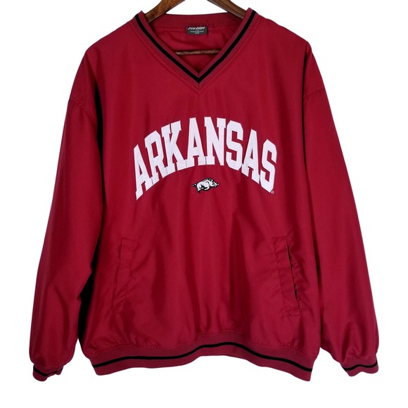 Arkansas Razorbacks Hog Pullover Windbreaker Mens Size L Large Red - Picture 1 of 12